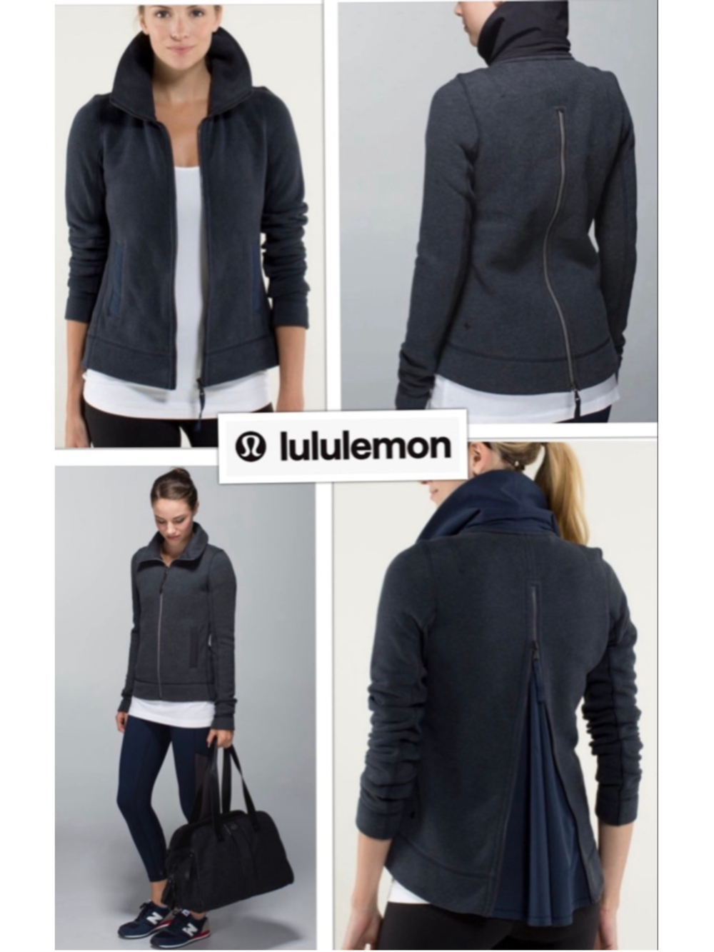 Lululemon En Route Performance Workout Jacket Size 12 Flutter Back Heather Black